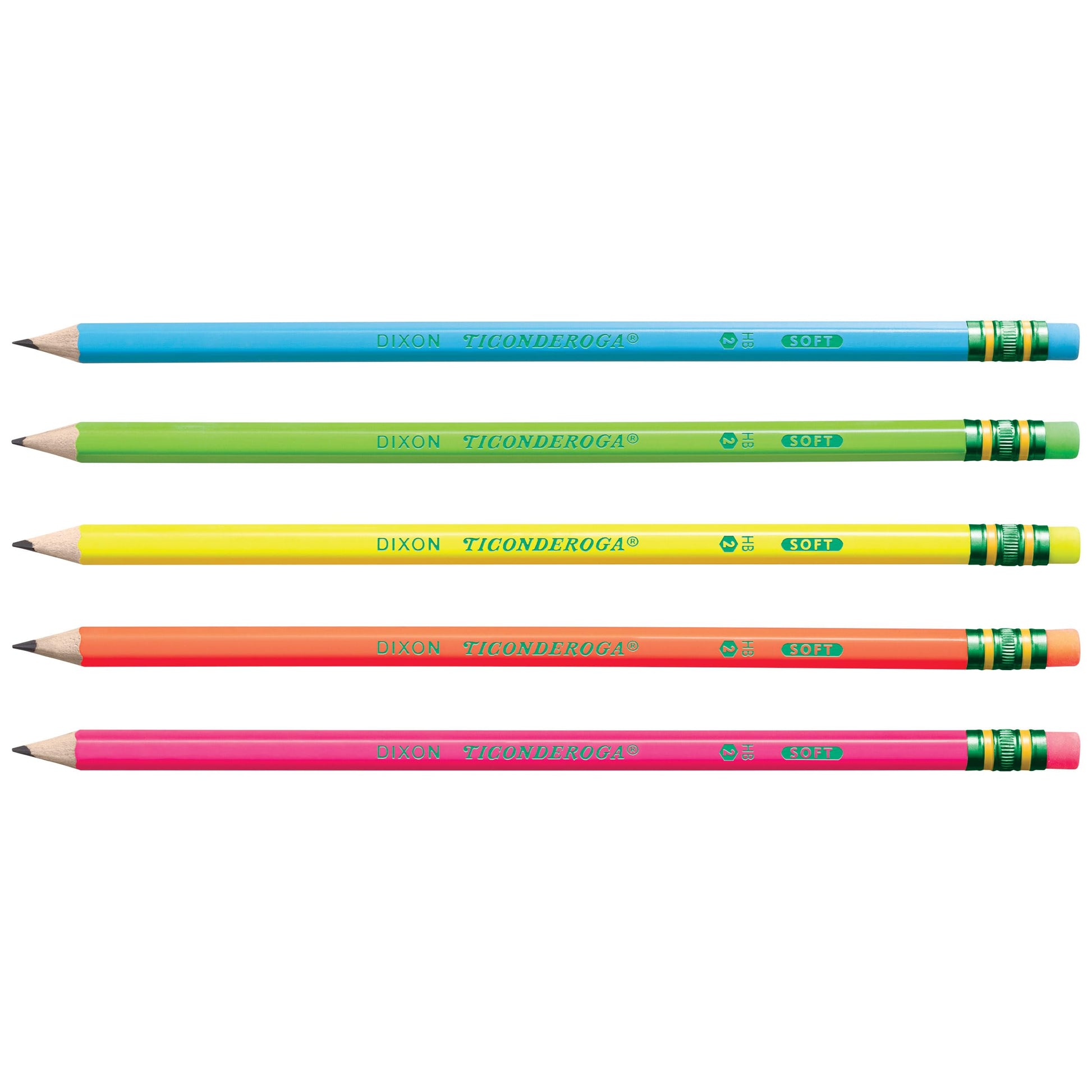 Buy now Ticonderoga Wood-Cased Pencils, Pre-Sharpened, #2 HB Soft, Neon Colors, 10 Count at indiglob india