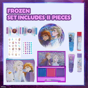 Disney Frozen - Townley Girl Super Sparkly Cosmetic Beauty Makeup Set For Girls with Clips, Lip Gloss, Nail Stickers, Lip Balm, Nail Gems and Mirror For Parties, Sleepovers & Makeovers
