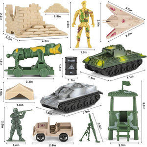 Army Men Toys for Boys 8-12, Military Soldier Army Base 160 Pcs Set Including WW2 Khaki Green Plastic and Accessories with Handbag for Kid