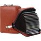Linno RFID 20 Slots Credit Card Holder Genuine Leather Small Wallet for Women or Men with Zipper