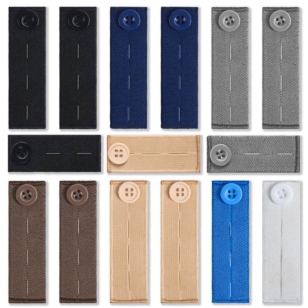 15Pcs Waist Extender for Pants Jeans: Elastic Waistband Button Expander for Women Men - My Store