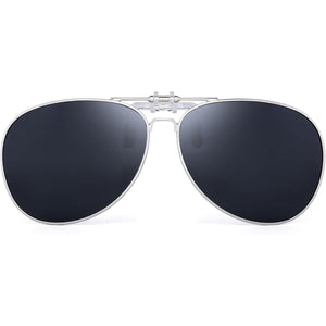 Retro Clip on Aviator Sunglasses Polarized Flip up Lenses Driving Eyeglasses Men