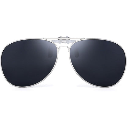 Retro Clip on Aviator Sunglasses Polarized Flip up Lenses Driving Eyeglasses Men