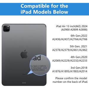 BQSS Keyboard Case for iPad Air 13 inch (M3 2025/M2 2024) & iPad Pro 12.9 inch 6th/5th/4th/3rd Gen Keyboards Cover Detachable Non-Backlit Wireless Keyboards Cases with Pencil Holder Black