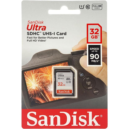 SanDisk 32GB Ultra SDHC UHS-I Memory Card - 90MB/s, C10, U1, Full HD, SD Card - SDSDUNR-032G-GN6IN