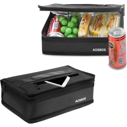 Aosbos Small Insulated Lunch Bag - Compact Lunch Box for Portion Control, Work & Office, Grey