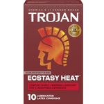 Buy now Trojan Ecstasy Heat Latex Lubricated Ribbed Condoms for Men with Warming Lubricant for a Heightened Experience, Helps Reduce Risk of Pregnancy and Sexually Transmitted Infections (STIs), 10 Count at indiglob india