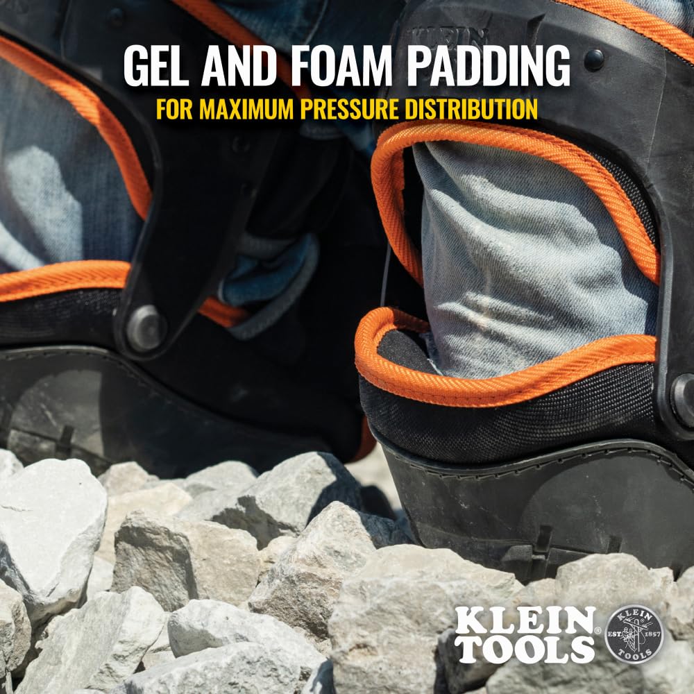 Buy now Klein Tools 60491 Hinged Knee Pads, Heavy Duty Gel Foam Protective Knee Pads with Quick-Fasten Buckle and Thigh Strap, Black at indiglob india