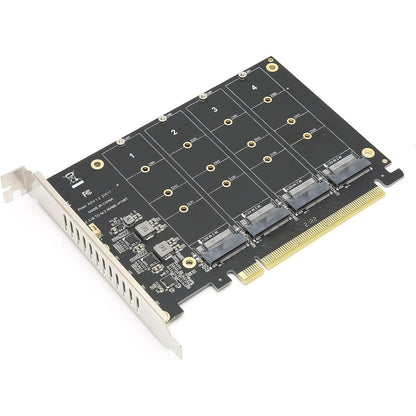 M.2 NVME SSD to PCIe 4.0 Adapter Card, 4 Port M.2 NVMe to PCIE x16 Expansion Card for M Key NVMe SSD, 4 x 32Gbps Full‑Speed(ph44)