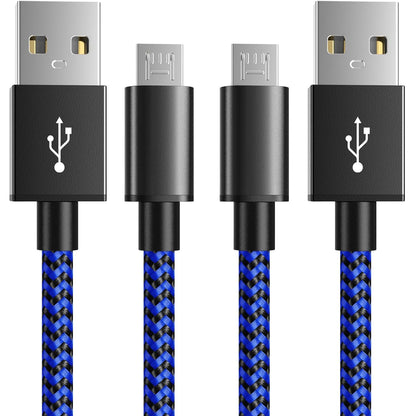 6amLifestyle PS4 Controller Charger Charging Cable, 2 Pack 10ft Extra Long Micro USB 2.0 Cable, Nylon Braided Cord, for PS4, PS4 Slim/Pro, Xbox One S/X Controller, Android Phones, Black+Blue