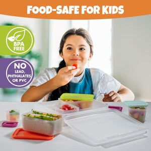 BentologyTM Clear Bento Lunch Box Set w 5 Removable Nesting Containers- Adapt Inner Compartment Portion Sizes- Meal Prep Snack Holders for Back to School, Leakproof Durable & BPA Free- Dishwasher Safe