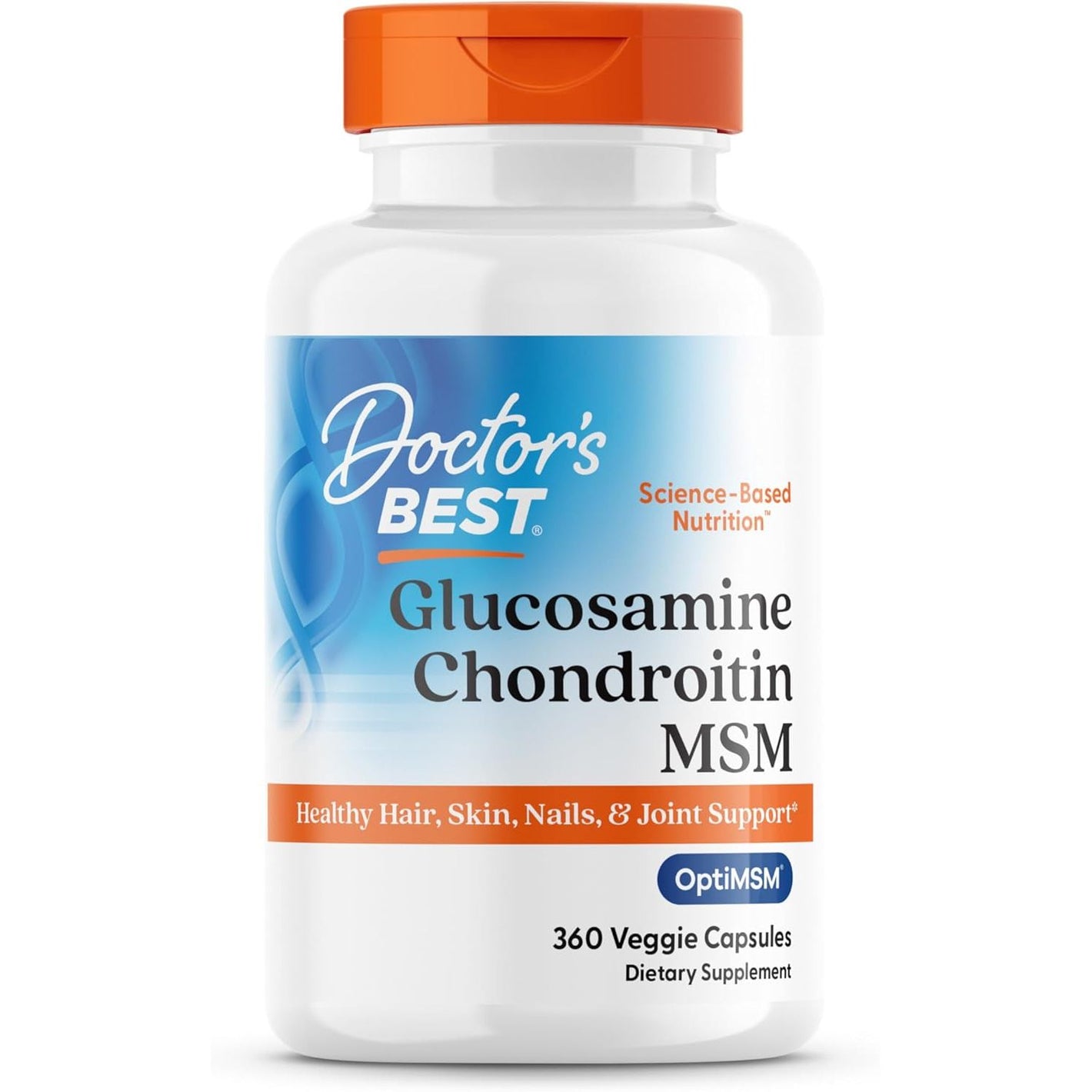 Doctor's Best Glucosamine Chondroitin Msm with OptiMSM Capsules, Joint Support Supplement Supports Healthy Joint Structure, Function & Comfort, Non-GMO, Gluten Free, Soy Free, 360 Count