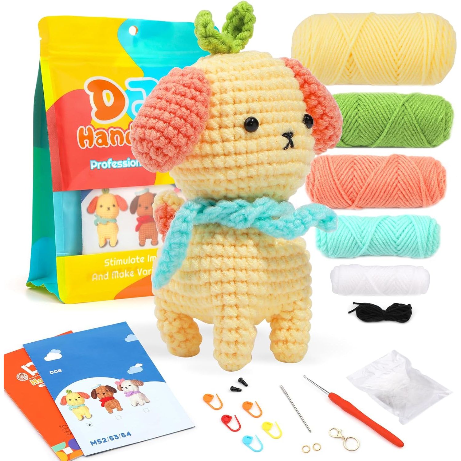 Buy now ZMAAGG Beginners Crochet Kit, Crochet Animal Kit, Knitting Kit with Yarn, Polyester Fiber, Crochet Hooks, Step-by-Step Instructions Video, Crochet Starter Kit for Beginner DIY Craft Art (Penguin) Yellow Dog at indiglob india