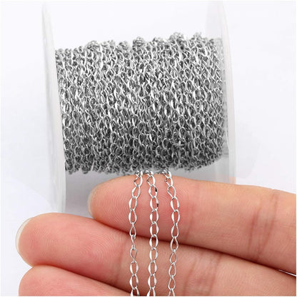 33FT Gold Silver Twisted Cable Chains Stainless Steel Necklace Jewelry Chains Extender Chains Link Bulk for Jewelry Makings