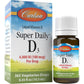 Carlson Super Daily D3 4,000 IU (100 mcg), Heart & Immune Health, Teeth & Bone Strength, Unflavored, 365 Drops