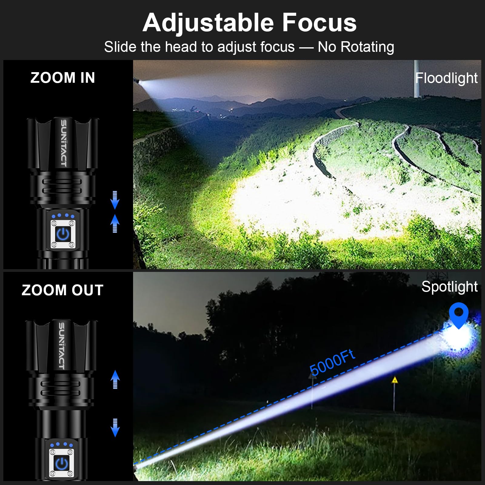 Buy now Flashlights High Lumens Rechargeable - 20000LM 30W Super Bright LED Flash Light | 5000ft Beam & 12H Long Lasting USB High Powered Handheld Police Flashlight for Home/Camping/Hiking/Emergency at indiglob india