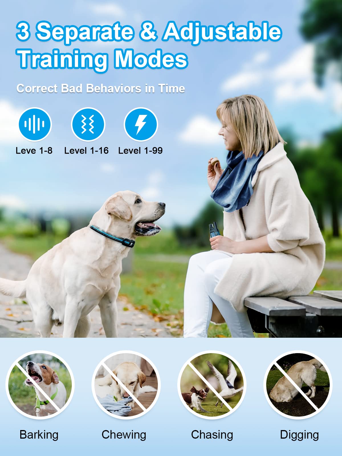 Buy now Bousnic Dog Shock Collar 2 Dogs (5-120Lbs) - 3300 ft Waterproof Training Collar for Dogs Large Medium Small with Rechargeable Remote, Beep (1-8) Vibration (1-16) and Humane Shock (1-99) Modes at indiglob india