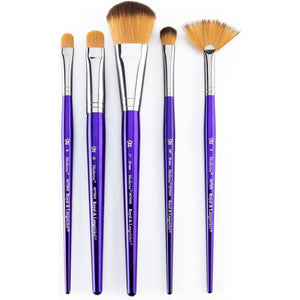 Royal & Langnickel Moderna, 5pc Oval Mop Variety Brush Set for All Painting Mediums, Includes - Mop, Fan & Half Moon Brushes Purple
