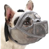 BARKLESS French Bulldog Muzzle, Short Snout Mesh Dog Muzzle with Tongue Out Design for Flat Face Dog Shih Tzu English Bulldog, Prevent Biting Chewing Allows Grooming (Grey, XS) - Grey