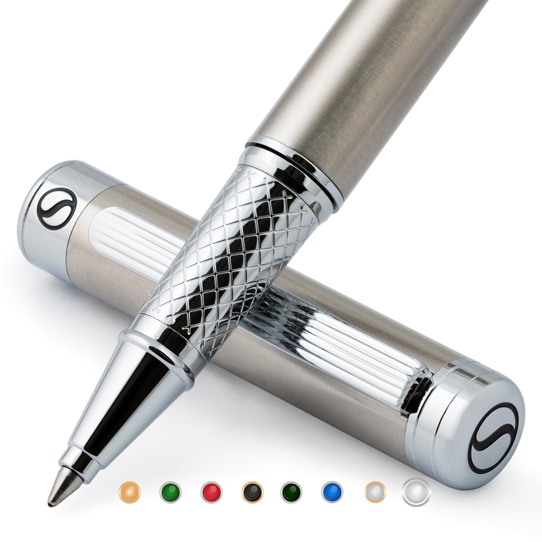 Buy now Scriveiner Black Lacquer Rollerball Pen - Stunning Luxury Pen, Real Gold Plating, Schmidt Ink Refill, Best Roller Ball Gift Set for Men & Women, Professional, Executive Office, Nice Pens at indiglob india