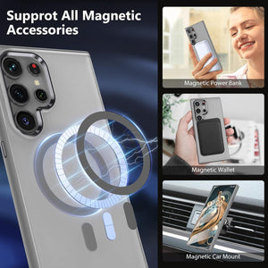 MATEPROX Magnetic Design for Samsung Galaxy S24 Ultra Case, Stylish Slim an-ti Yellow Translucent Matte Shockproof Protective Cover for S 24 Ultra 6.8'' 2024-Titanium Gray