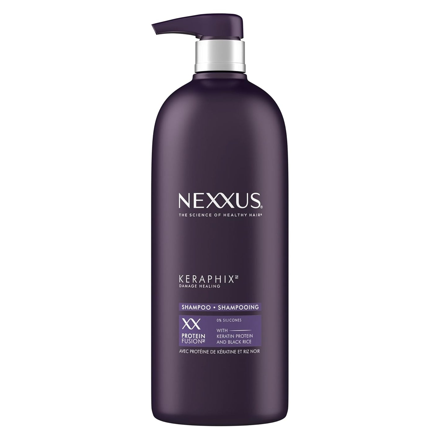 Nexxus Keraphix Shampoo With ProteinFusion for Damaged Hair Keratin Protein, Black Rice, Silicone-Free 33.8 oz