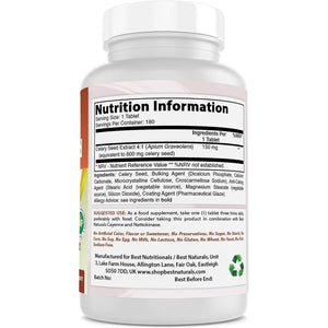 Best Naturals Celery Seed 600 Mg Tablet, 180 Count (817716014401) - My Store