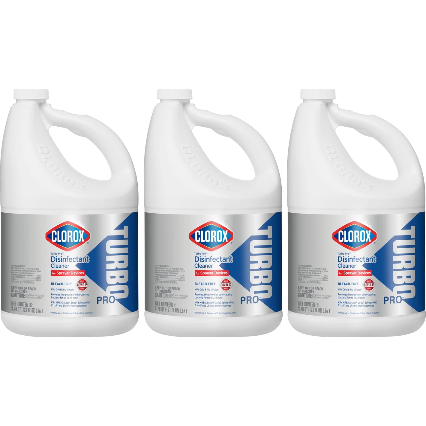Buy now CloroxPro Clorox Turbo Disinfectant Cleaner for Sprayer Devices, Bleach-Free Healthcare Cleaning and Industrial Cleaning, Kills Cold and Flu Viruses, 121 Fl. Oz. - 60091 (Pack of 3) at indiglob india