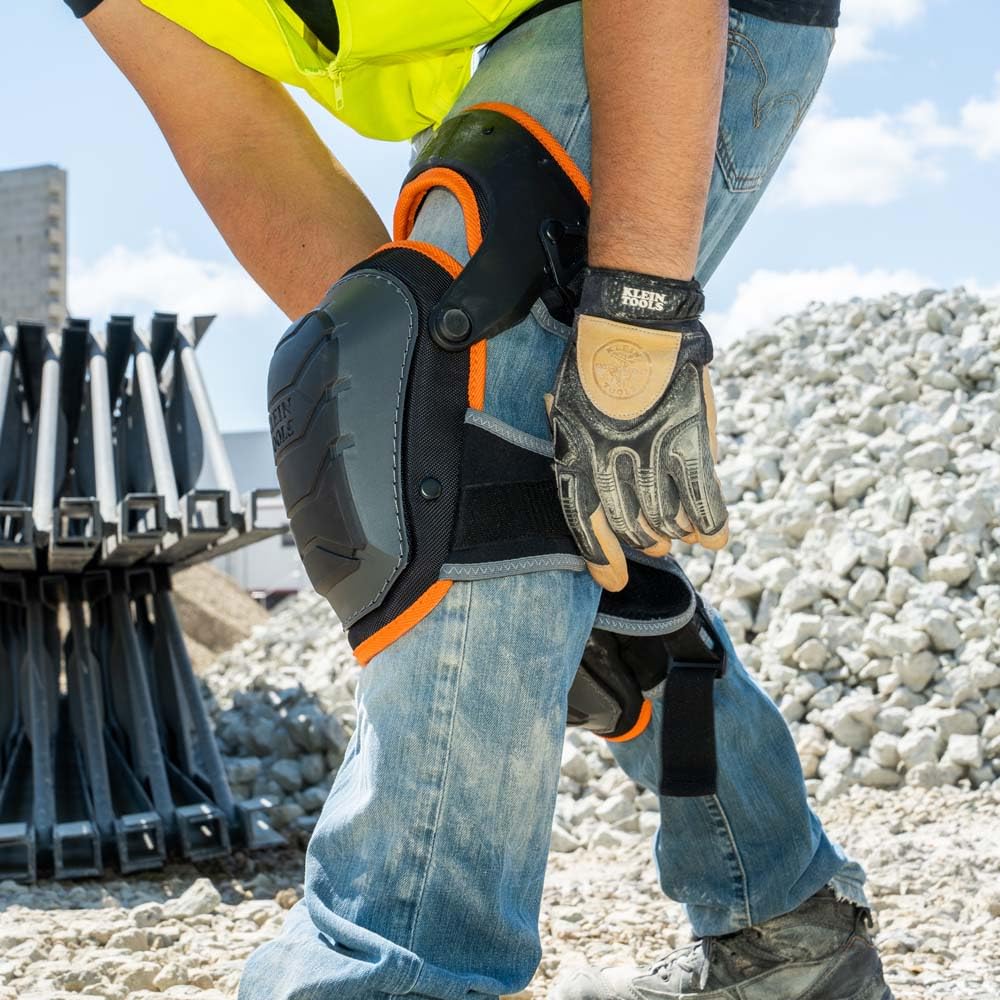Buy now Klein Tools 60491 Hinged Knee Pads, Heavy Duty Gel Foam Protective Knee Pads with Quick-Fasten Buckle and Thigh Strap, Black at indiglob india
