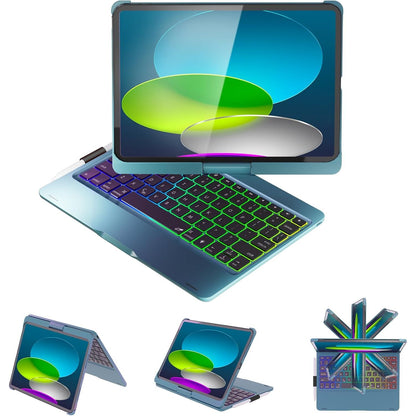 BABG Keyboard Case for iPad 6th/5th 9.7inch, iPad Pro 9.7, iPad Air 2, iPad Air 1,Non-Trackpad,360°Swivel,7 Use Modes,Backlight- Rose Gold