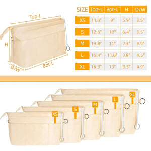 HyFanStr Purse Organizer Insert with Zipped Top for Tote Bag, Handbag Shaper with 13 Pockets