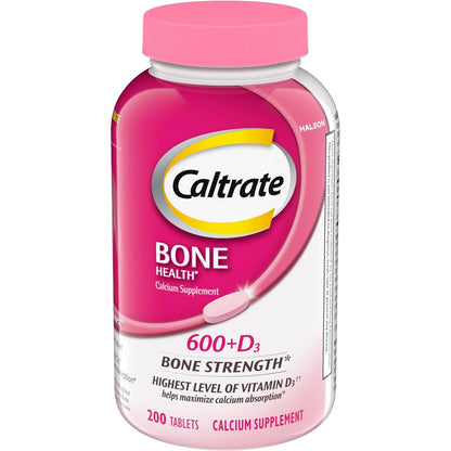 Caltrate 600 Plus D3 Calcium and Vitamin D Supplement Tablets, Bone Health Supplements for Adults - 200 Count