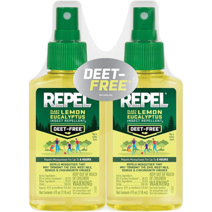 Repel Plant-Based Lemon Eucalyptus Insect Repellent, Mosquito Repellent, Pump Spray, 4 Ounce, (Pack of 2)