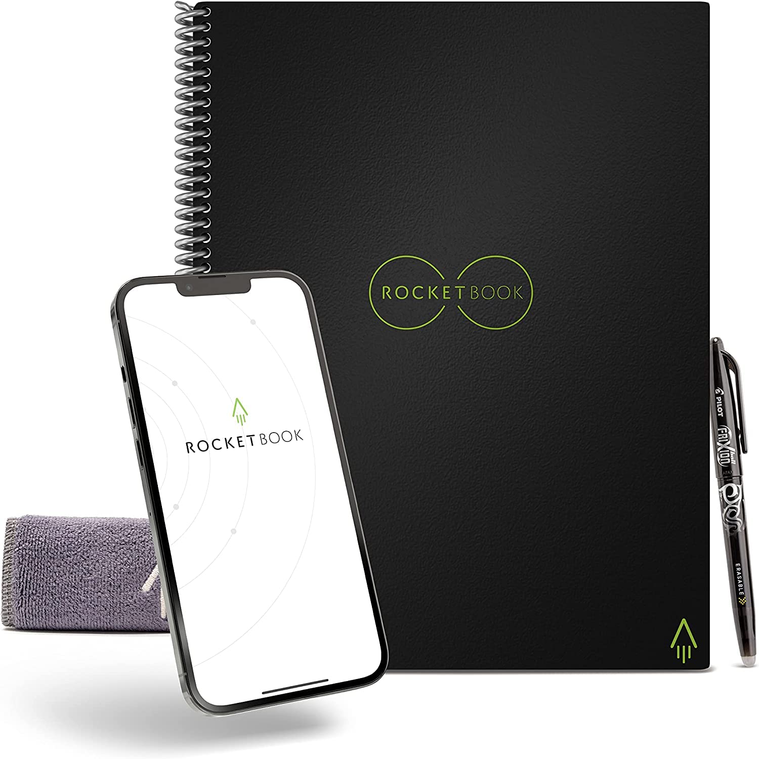 Buy now Rocketbook Core Reusable Spiral Notebook, Letter Size 8.5x11, Black - Dotted Pages, App-Connected, Erasable, Durable Cover, Ideal for School, Work, and Creative Projects at indiglob india
