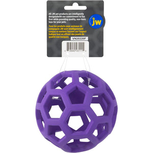 JW Pet Hol-ee Roller Dog Toy Puzzle Ball, Natural Rubber, Medium (4.5 Inch Diameter), Colors May Vary