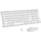 iClever GK03 Wireless Keyboard and Mouse Combo - 2.4G Portable Wireless Keyboard Mouse, Rechargeable Ergonomic Design Full Size Slim Thin Stable Connection Keyboard for Windows 7/8/10, Mac OS