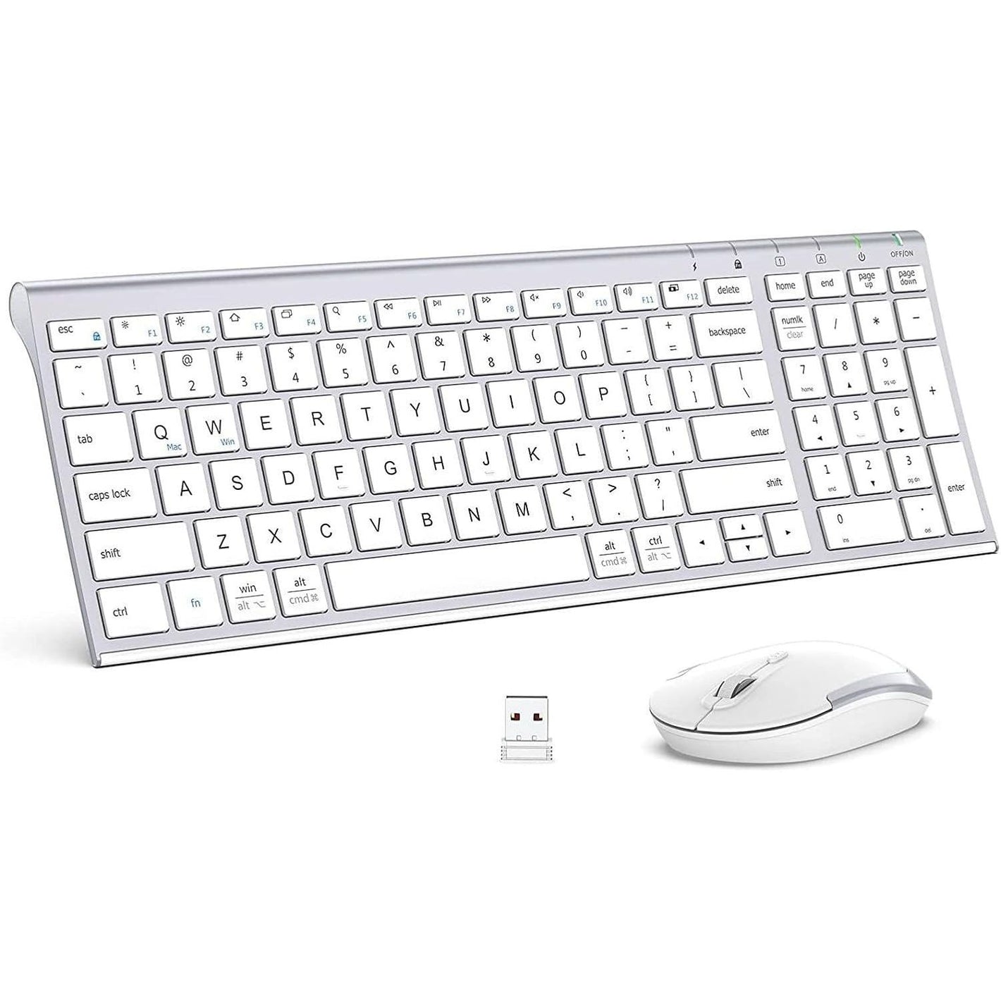 iClever GK03 Wireless Keyboard and Mouse Combo - 2.4G Portable Wireless Keyboard Mouse, Rechargeable Ergonomic Design Full Size Slim Thin Stable Connection Keyboard for Windows 7/8/10, Mac OS
