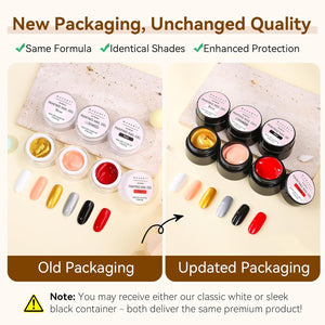 Makartt Gel Paint for Nail Art Set: 6 Colors No Wipe Solid Gel Polish for DIY Design at Home, Soak Off UV LED Manicure, Silver White Black Red Gold Nude