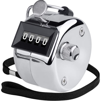 KTRIO Metal Handheld Tally Counter, 4-Digit Number Clicker Counter, Hand Mechanical Pitch Counters for Coaching, Knitting, People, Lap, Fishing, Golf and Row