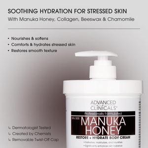 Buy now Advanced Clinicals Manuka Honey Body Cream For Women & Men | Body Butter Lotion For Extremely Dry Skin | Collagen Cream | Skincare Moisturizer Hydrating Balm Improves Look Of Aging Skin, 16 Ounce at indiglob india