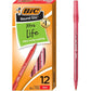 BIC Round Stic Xtra Precision Fine Black Ballpoint Pens, Medium Point (0.8 mm), 12-Count Pack, Excellent Writing Pens