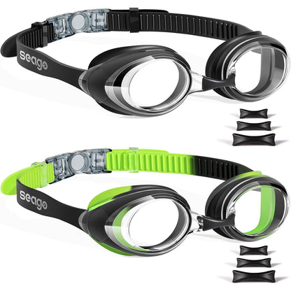 Seago 2 Pack Swimming Goggles Anti-fog Anti-UV Silicone Swim Goggles Adult Women Men