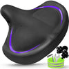 Bicycle Seat, Bike Seat for Women Men Extra Comfort Wide, Oversized Comfortable Seats Saddle for Peloton Bikes, Fit for Exercise Bikes, Electric Bikes, Mountain Bikes, Cruiser Bikes - Purple