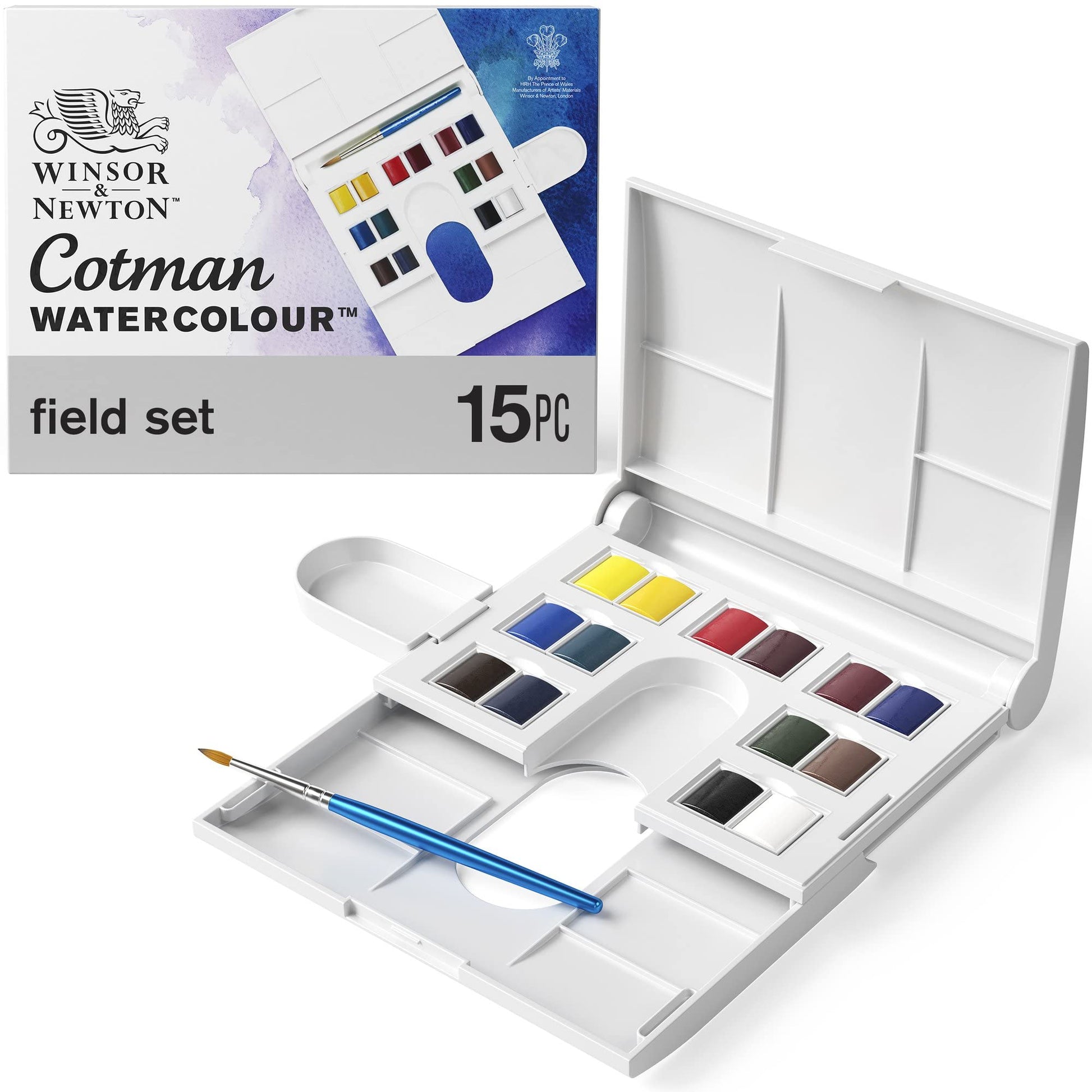 Buy now Winsor & Newton Cotman Watercolor Paint Set, Field Pocket Set, 12 Half Pan w/ Brush, Sponge, Bottle at indiglob india