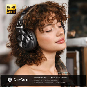 Buy now OneOdio A70 Bluetooth Over Ear Headphones, Wireless Headphones with 72H Playtime, Hi-Res, Built-in Mic, 3.5mm/6.35mm Wired Audio Jack for Studio Monitor & Mixing DJ Guitar AMP, Computer PC Gaming at indiglob india