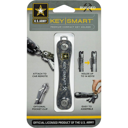 KeySmart Rugged - Multi-Tool Key Holder with Bottle Opener and Pocket Clip (up to 14 Keys, Army)