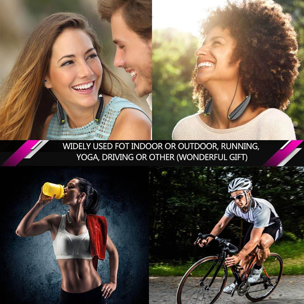 Bluetooth Headphones, Upgraded Foldable Wireless Neckband Headset with Retractable Earbuds, Noise Cancelling Stereo Earphones with Mic for Workout, Running, Driving (with Carry Case) - My Store