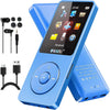 RUIZU 64GB MP3 Player with Bluetooth 5.3, Weight 0.055 lbs, Portable Music Player for Kids, Sports, FM Radio, Voice Recorder, 80 Hours Digital Audio Shuffle Playback, Support 128GB Micro SD Card, Blue - Blue