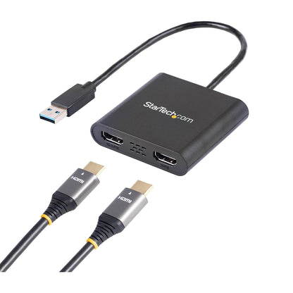 StarTech.com USB 3.0 to Dual HDMI Adapter, USB to 2x HDMI Monitor Converter for Windows, TAA (no support for macOS/ChromeOS/Linux)