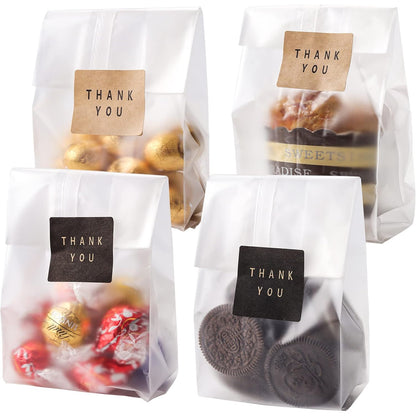Cellophane Treat Bags Cookie bags for Packaging Clear Gift Bag with Stickers for Cookies,Candy,Chocolates(Fog,9x3.3inch)